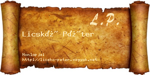 Licskó Péter névjegykártya